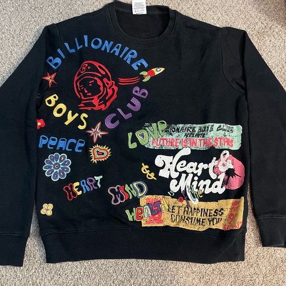 Billionaire Boys Club Black Colorful Graphic Crewneck Sweater